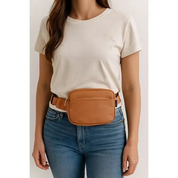 LOFEN Tan Gold Belt Bag • Adjustable Strap • Everyday Crossbody Fanny Pack - Picture 1 of 9